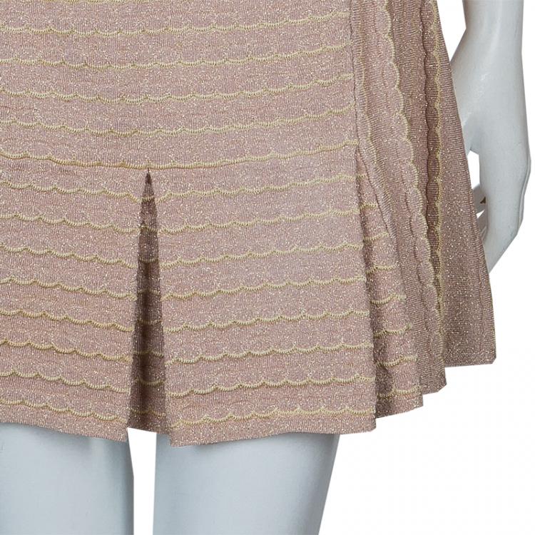 Pre Owned M Missoni Beige Sleeveless Knit Dress S