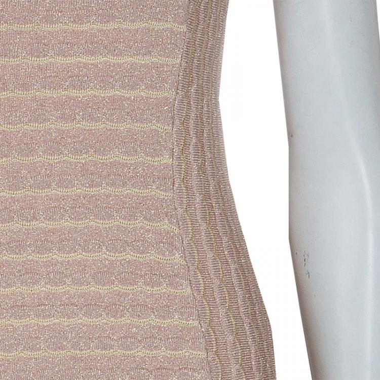 Pre Owned M Missoni Beige Sleeveless Knit Dress S
