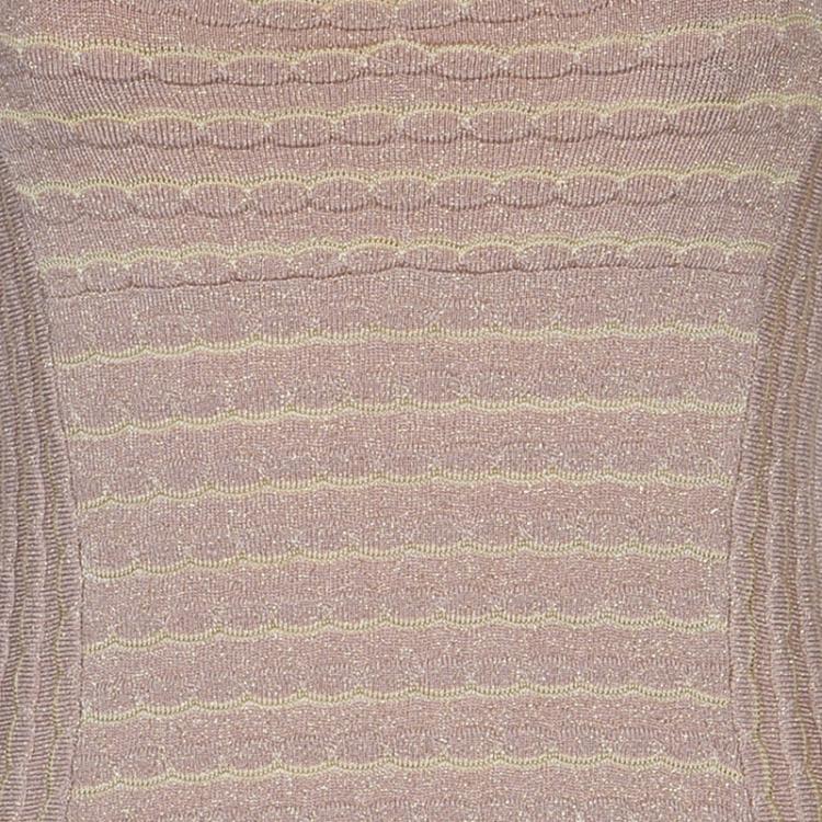 Pre Owned M Missoni Beige Sleeveless Knit Dress S