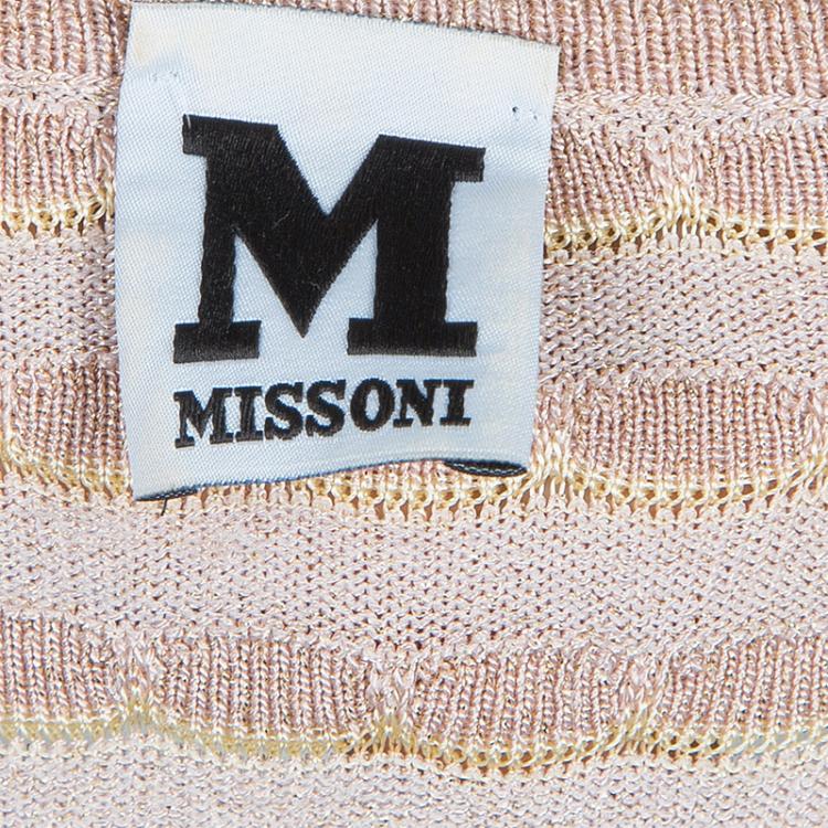 Pre Owned M Missoni Beige Sleeveless Knit Dress S