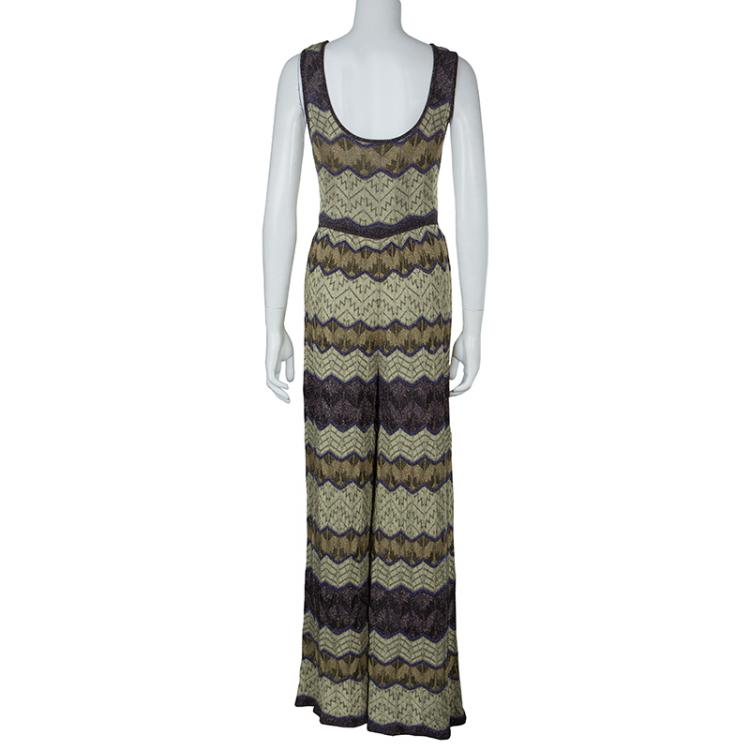 Pre Owned M Missoni Multicolor ZigZag Pattern Lurex Knit Sleeveless Jumpsuit M