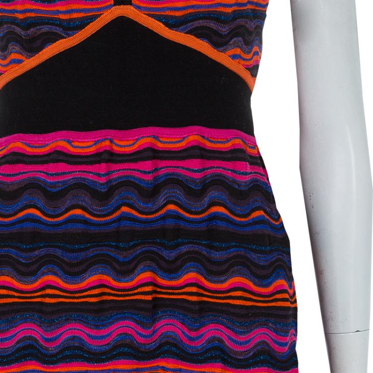 Pre Owned M Missoni Multicolor Wave Pattern Lurex Knit Sleeveless Dress M