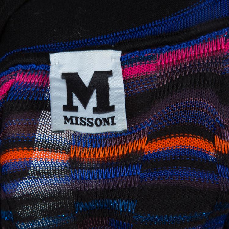 Pre Owned M Missoni Multicolor Wave Pattern Lurex Knit Sleeveless Dress M