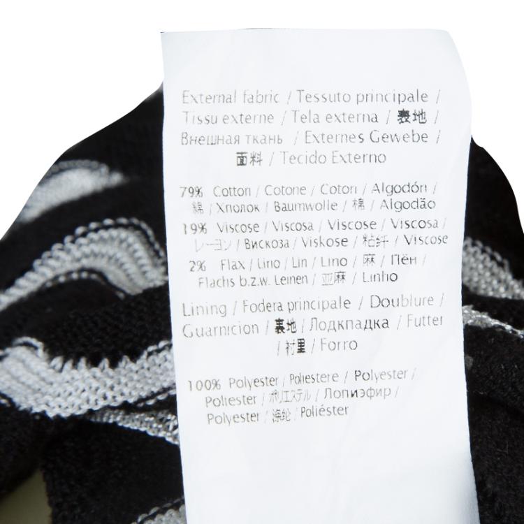 Pre Owned M Missoni Monochrome Knit Wave Pattern Sleeveless Dress L