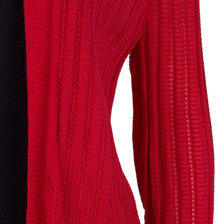 مملوكة مسبقًا M Missoni Red Knit Open Front Long Cardigan L