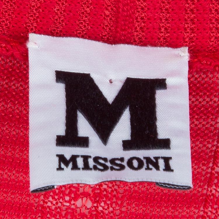 مملوكة مسبقًا M Missoni Red Knit Open Front Long Cardigan L