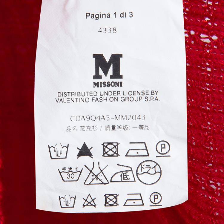 مملوكة مسبقًا M Missoni Red Knit Open Front Long Cardigan L