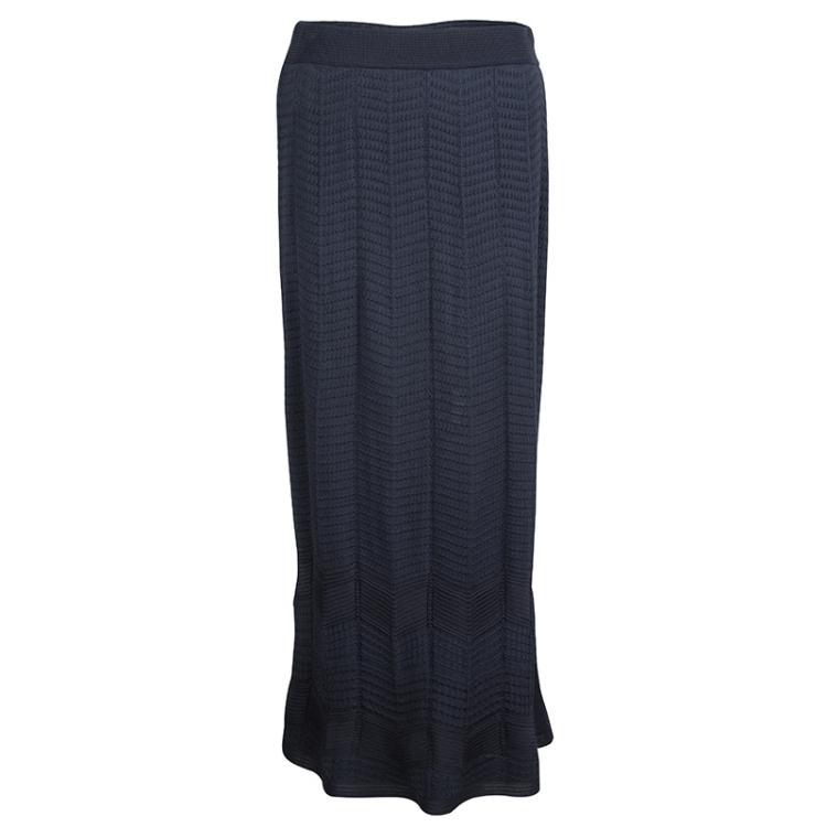 Pre Owned M Missoni Grey Knit Maxi Skirt S