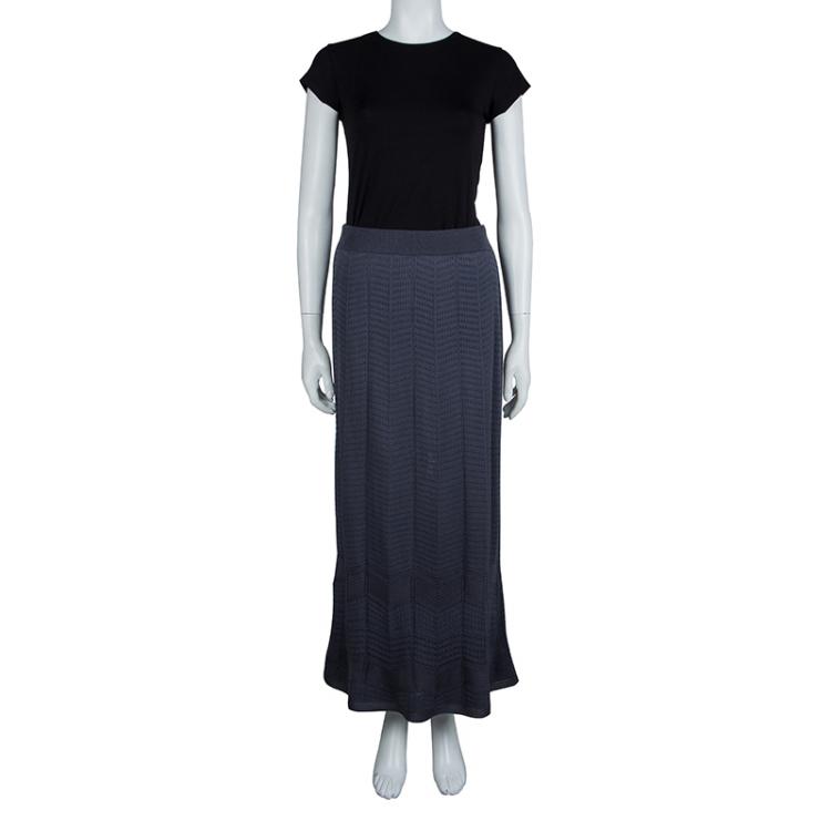 Pre Owned M Missoni Grey Knit Maxi Skirt S