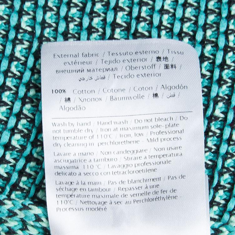 Pre Owned M Missoni Turquoise Chunky Knit Pom-Pom Detail Long Cardigan S