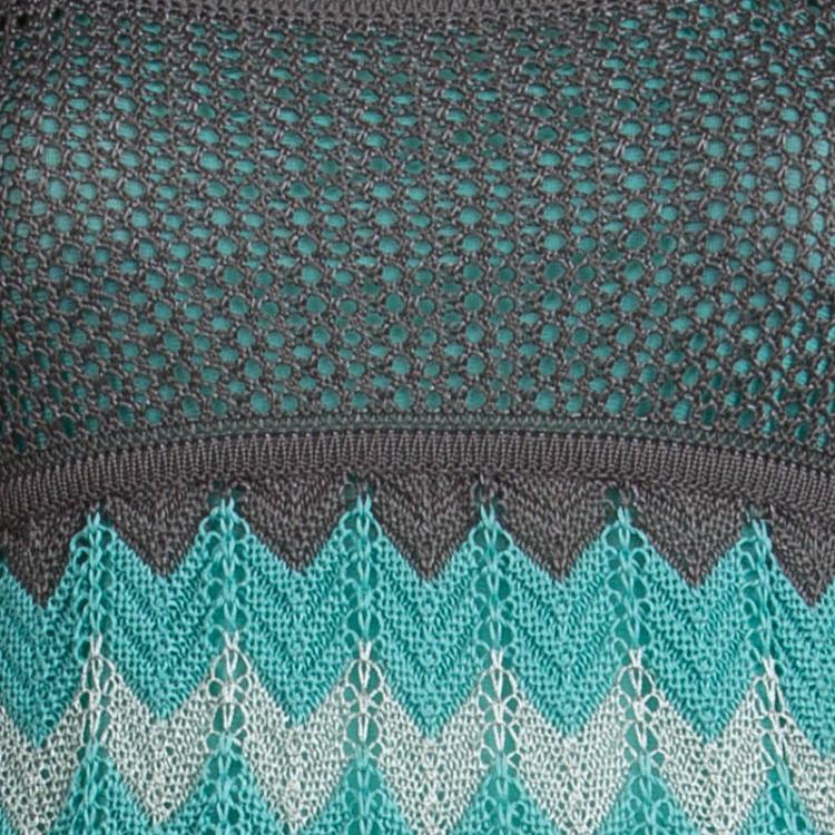 Pre Owned M Missoni Multicolor Zig Zag Pattern Sleeveless Knit Dress M