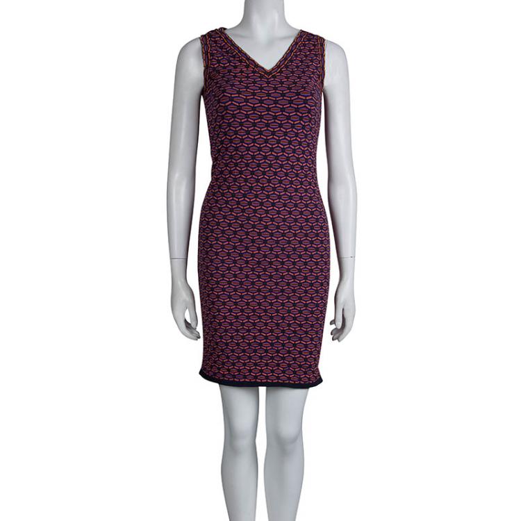 مملوكة مسبقًا M Missoni Multicolor Knit Sleeveless Sheath Dress M