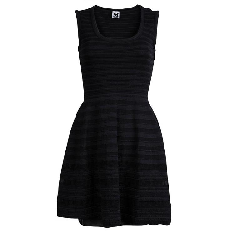 Pre Owned M Missoni Striped Knit Sleeveless Skater Dress S