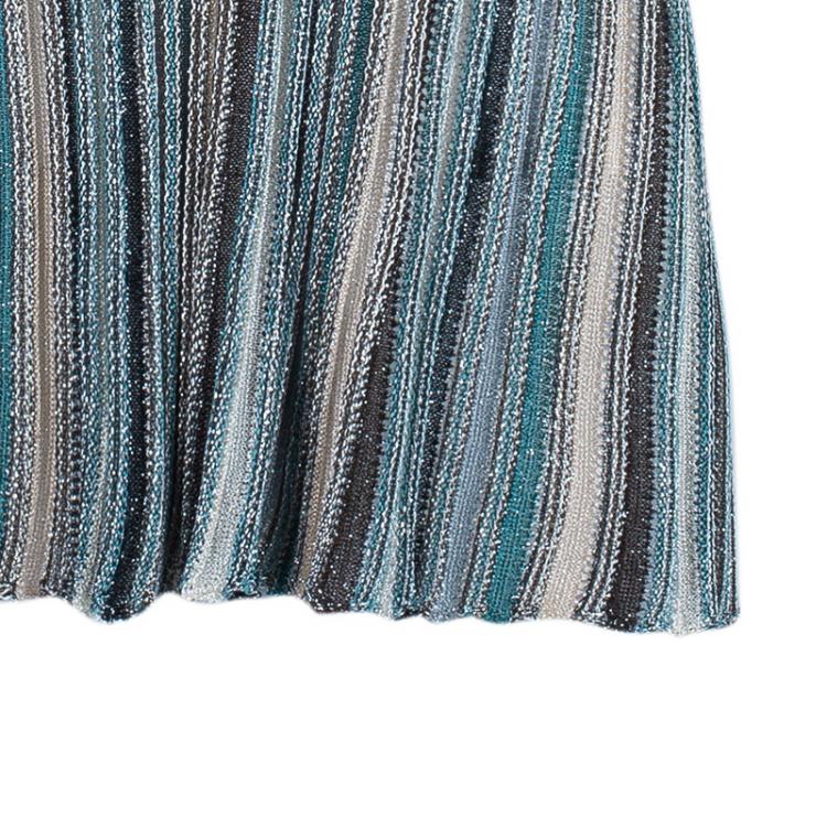 Pre Owned M Missoni Tiered Fringe Metallic Knit Top M