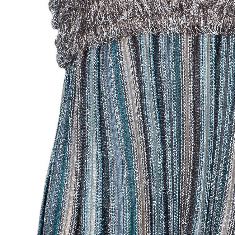 Pre Owned M Missoni Tiered Fringe Metallic Knit Top M