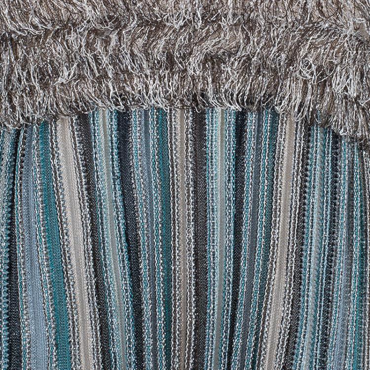 Pre Owned M Missoni Tiered Fringe Metallic Knit Top M