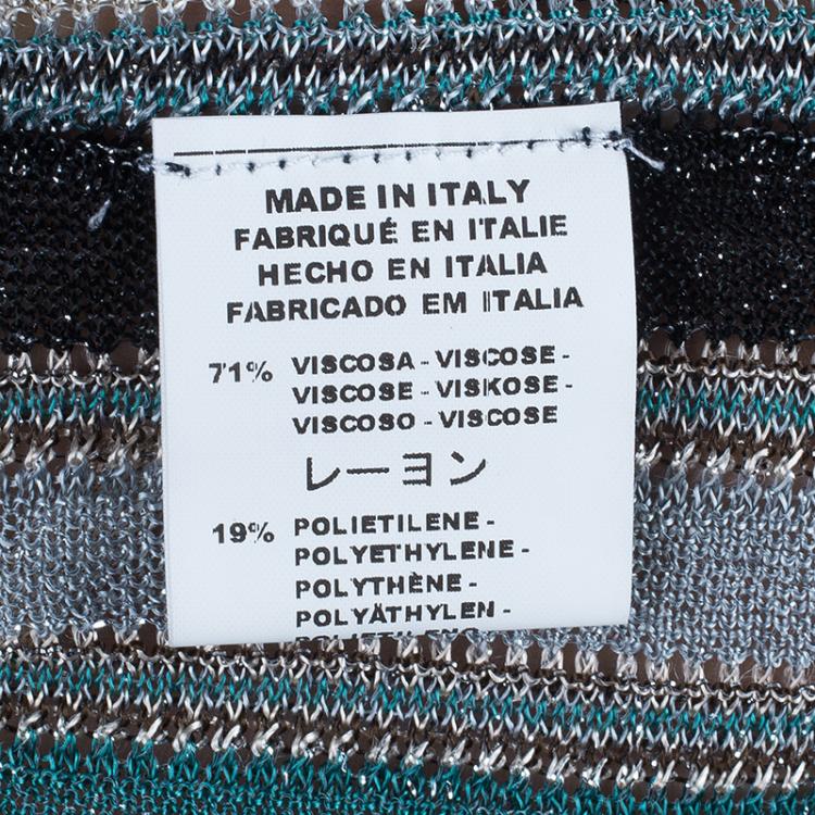 Pre Owned M Missoni Tiered Fringe Metallic Knit Top M