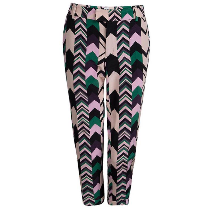 Pre Owned  M Missoni Multicolor Chevron Print Cropped Trousers M