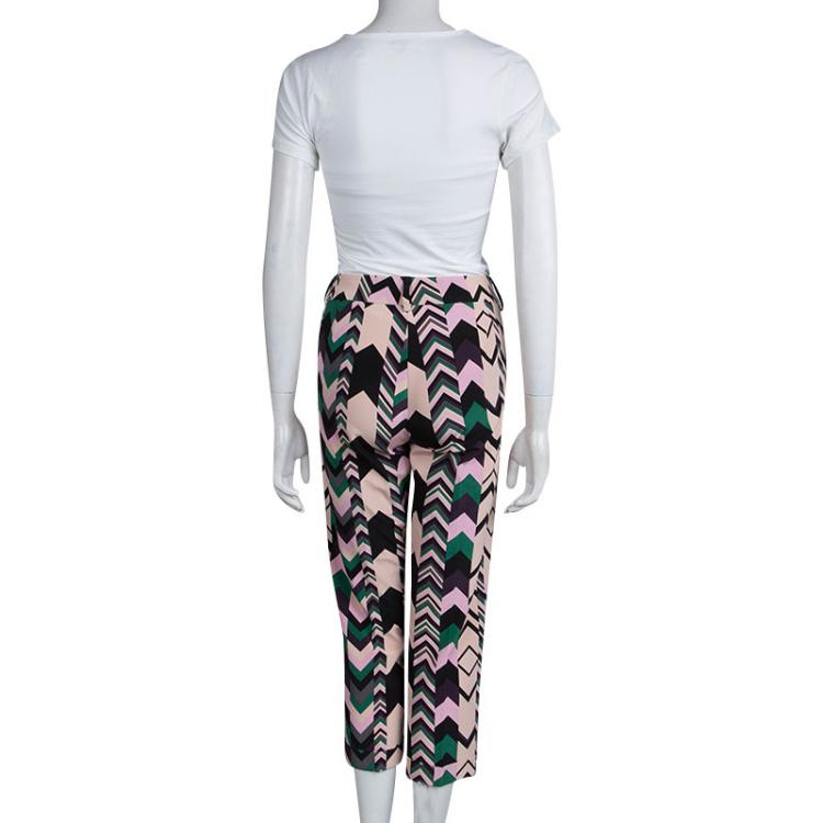 Pre Owned  M Missoni Multicolor Chevron Print Cropped Trousers M