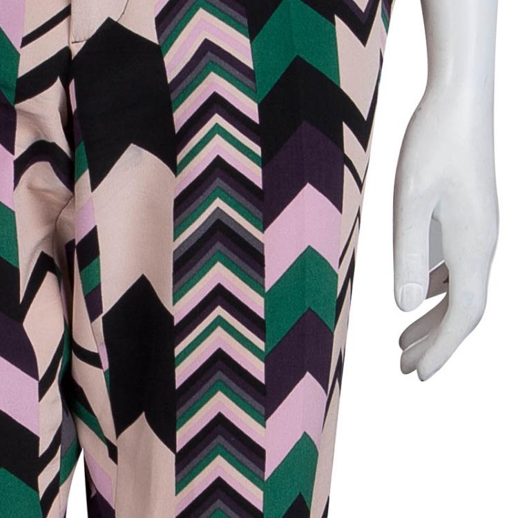 Pre Owned  M Missoni Multicolor Chevron Print Cropped Trousers M