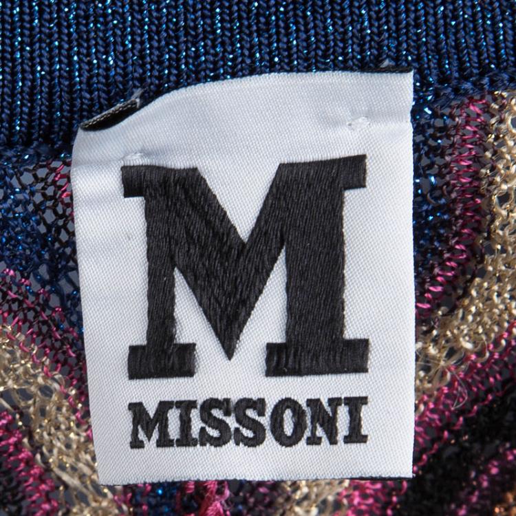 مملوكة مسبقًا M Missoni Multicolor Wave Pattern Lurex Knit Maxi Dress S
