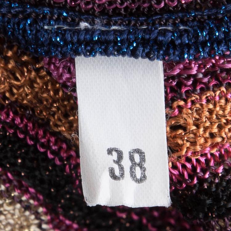 مملو�كة مسبقًا M Missoni Multicolor Wave Pattern Lurex Knit Maxi Dress S