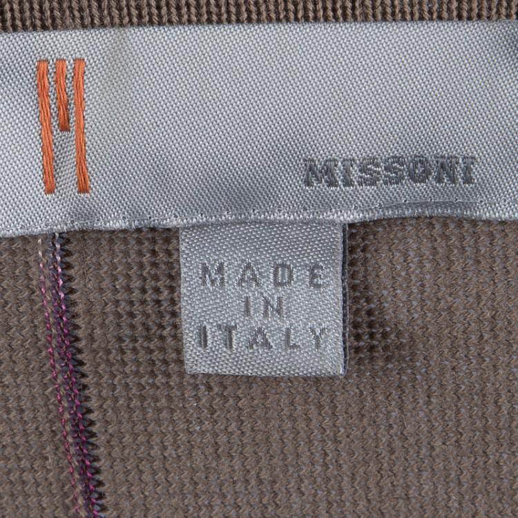 Pre Owned M Missoni Brown Wool Long Sleeve Sweater Dress L