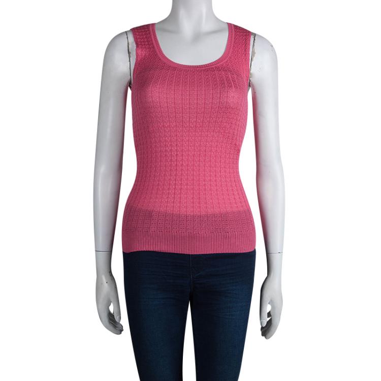 Pre Owned M Missoni Pink Knit Sleeveless Top S 