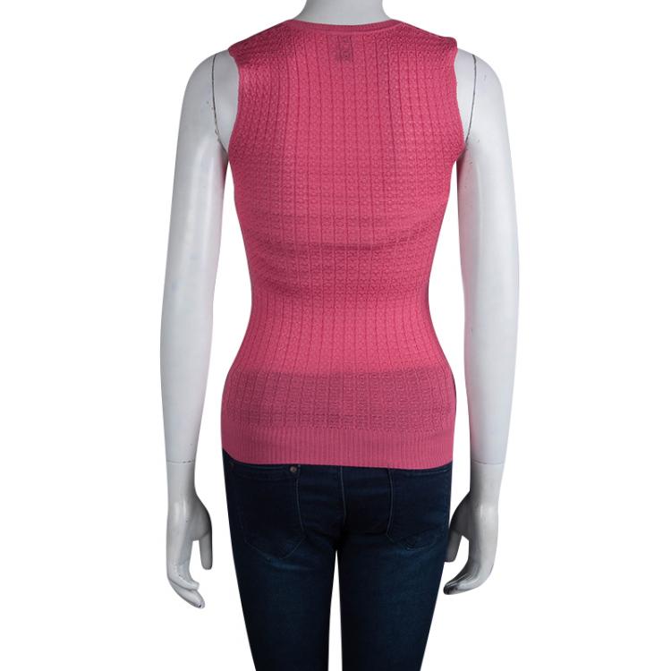Pre Owned M Missoni Pink Knit Sleeveless Top S 