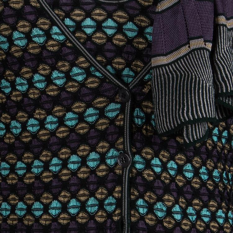 Pre Owned M Missoni Multicolor Textured Knit Sleeveless Sweater and Cardigan Set L