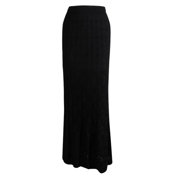 M Missoni Black Knit Pleated Maxi Skirt L M Missoni | The Luxury Closet