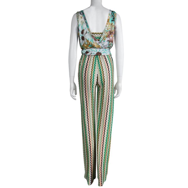 Pre Owned M Missoni Multicolor Belted Sleeveless Jumpsuit S