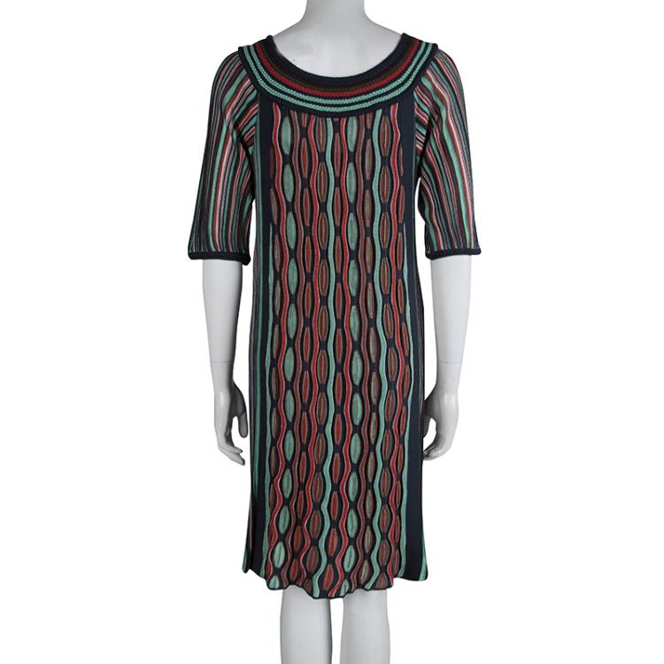 Pre Owned M Missoni Multicolor Textured Knit Dress M