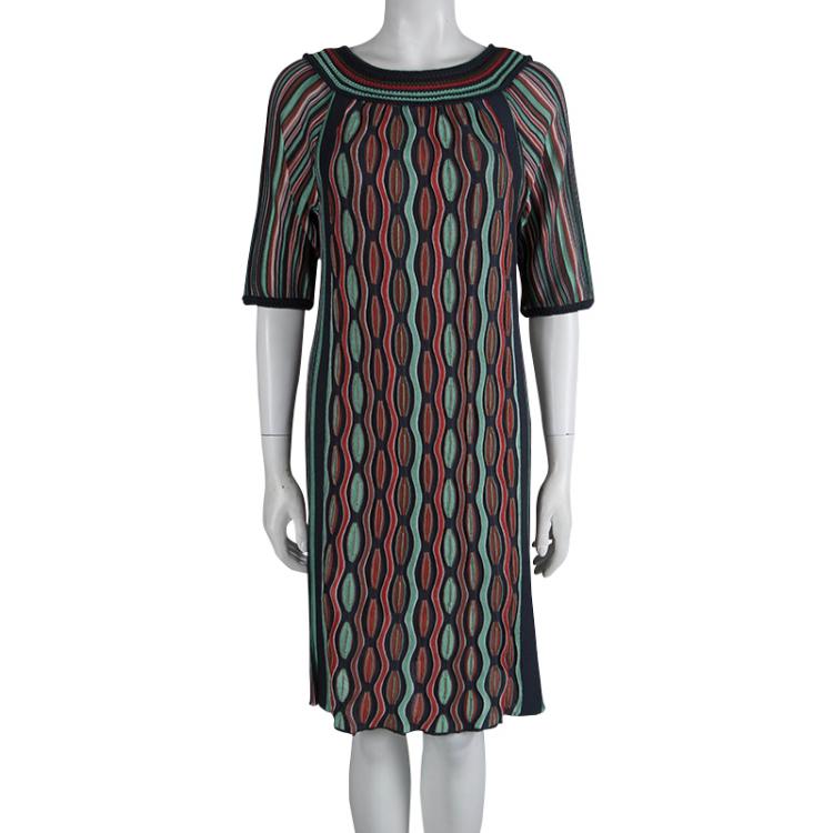 Pre Owned M Missoni Multicolor Textured Knit Dress M