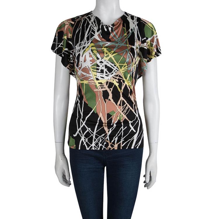 Pre Owned M Missoni Multicolor Printed Knit Scoop Back Detail Top M