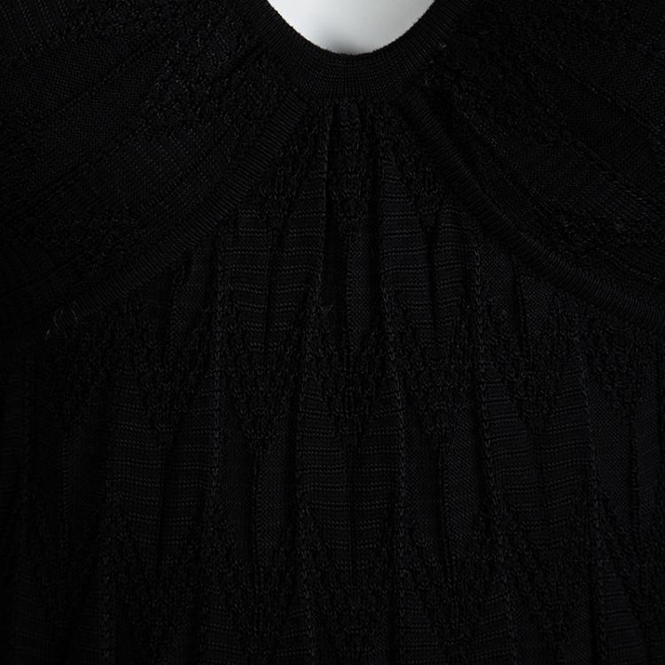 Pre Owned M Missoni Black Chevron Knit Halter Dress M