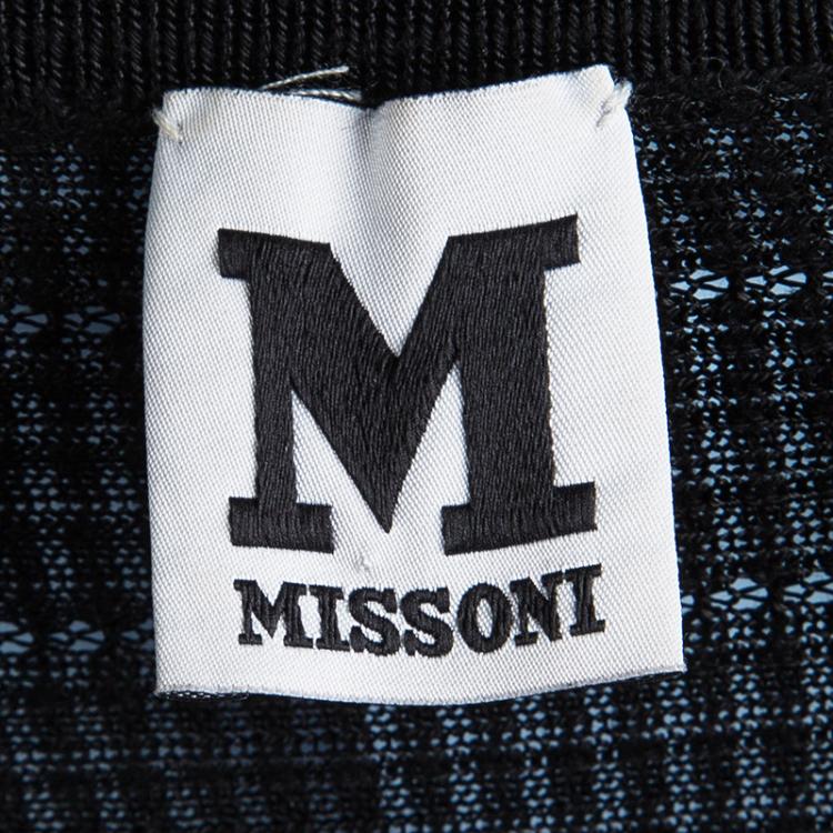 Pre Owned M Missoni Black Chevron Knit Halter Dress M