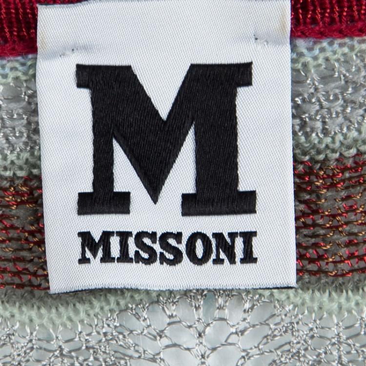 Pre Owned M Missoni Multicolor Patterned Perforated Knit Cardigan M