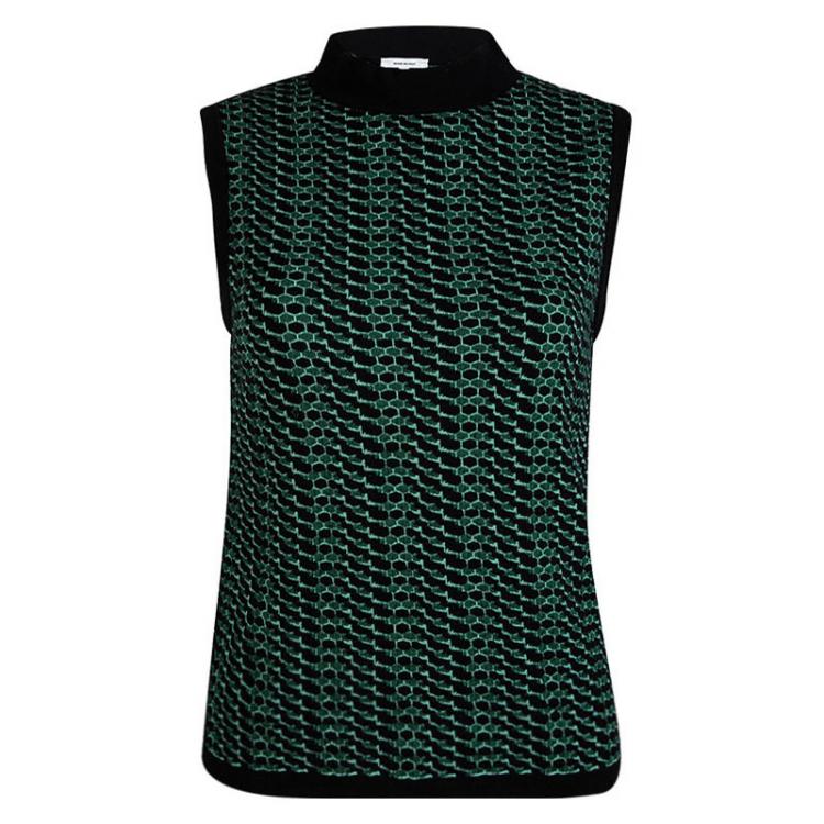 مملوكة مسبقًا M Missoni Green Patterned Knit Sleeveless Top S