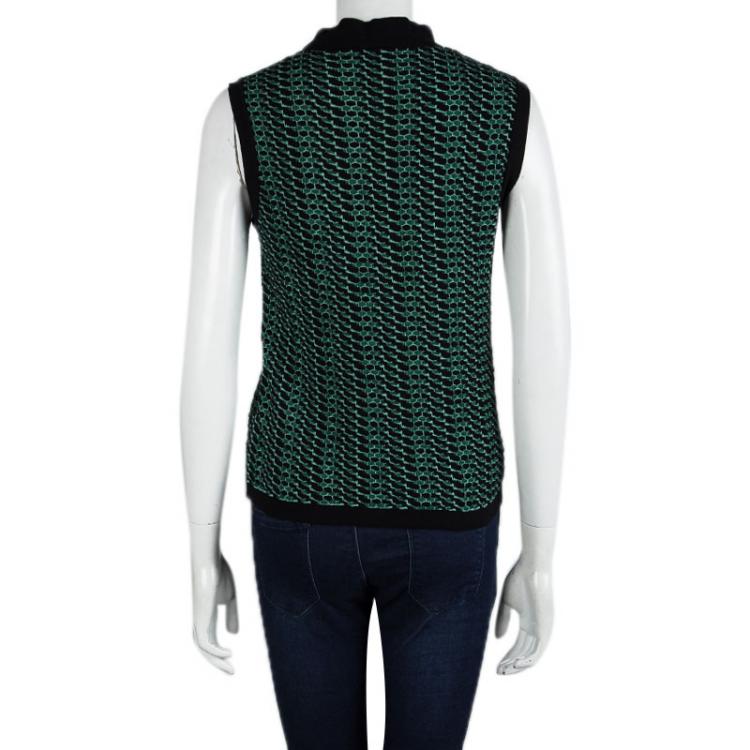 مملوكة مسبقًا M Missoni Green Patterned Knit Sleeveless Top S