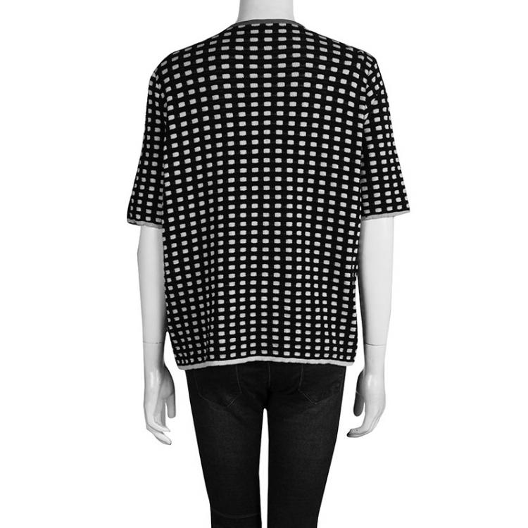 Pre Owned M Missoni Multicolor Checked Contrast Trim Short Sleeve Open Front Cardigan XL