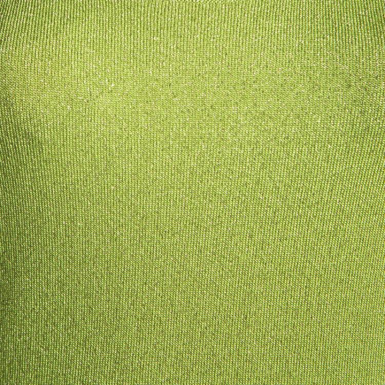 مملوكة مسبقًا M Missoni Lime Green Lurex Knit Sleeveless Top M