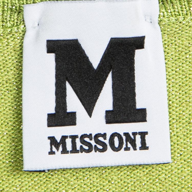 مملوكة مسبقًا M Missoni Lime Green Lurex Knit Sleeveless Top M