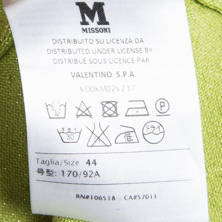 مملوكة مسبقًا M Missoni Lime Green Lurex Knit Sleeveless Top M