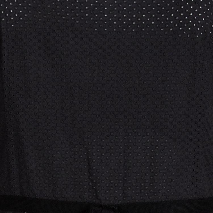 Pre Owned M Missoni Black Cotton Cutout Eyelet Embroidered Sleeveless Dress M