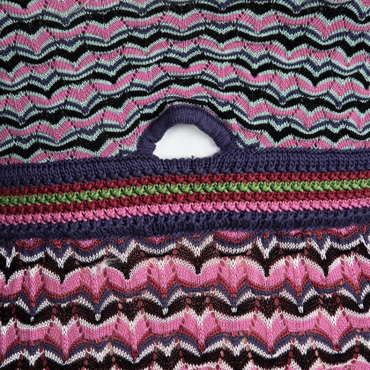 Pre Owned M Missoni Multicolor Patterned Knit Strapless Tube Dress M