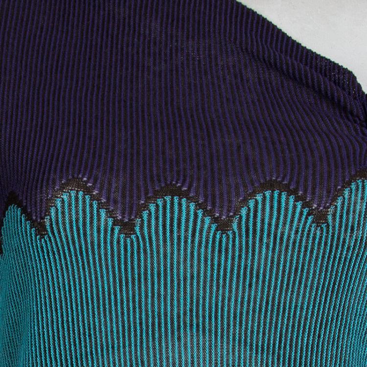Pre Owned M Missoni Multicolor Patterned Rib Knit Knotted Neckline Detail Sleeveless Top M