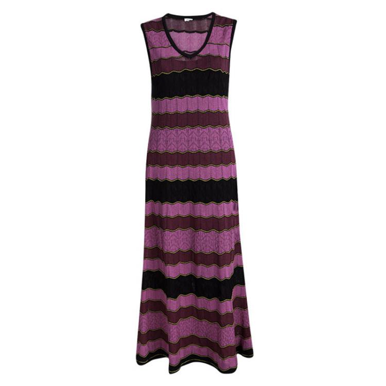 مملوكة مسبقًا M Missoni Pink Wave Patterned Knit Sleeveless Dress M