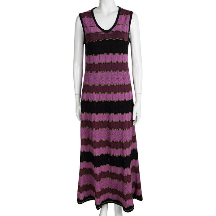 مملوكة مسبقًا M Missoni Pink Wave Patterned Knit Sleeveless Dress M