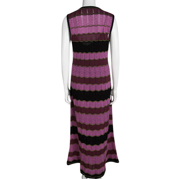 مملوكة مسبقًا M Missoni Pink Wave Patterned Knit Sleeveless Dress M